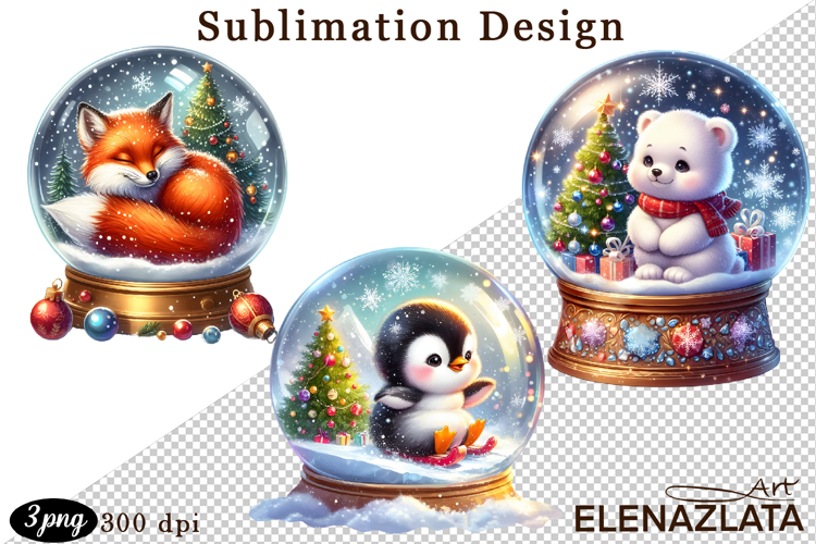 Watercolor Christmas, Animals Christmas ball clipart