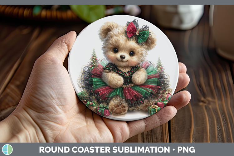 Animals Christmas Bear Round Coaster Sublimation Coaster Des