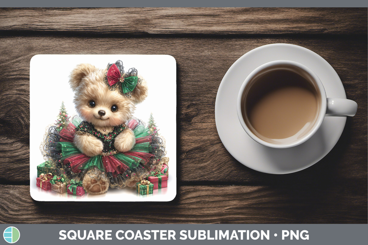 Animals Christmas Bear Square Coaster Sublimation Coaster De