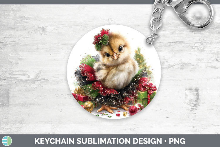 Animals Christmas Chicken Keychain Sublimation Keyring Desig