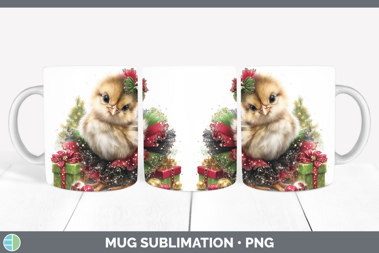 Animals Christmas Chicken Mug Wrap Sublimation Coffee Cup De