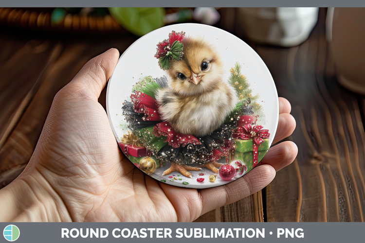 Animals Christmas Chicken Round Coaster Sublimation Coaster