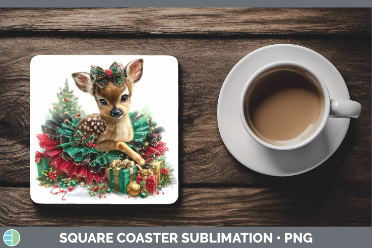 Animals Christmas Deer Square Coaster Sublimation Coaster De