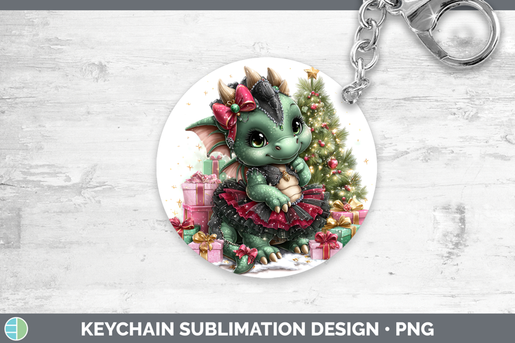 Animals Christmas Dragon Keychain Sublimation Keyring Design