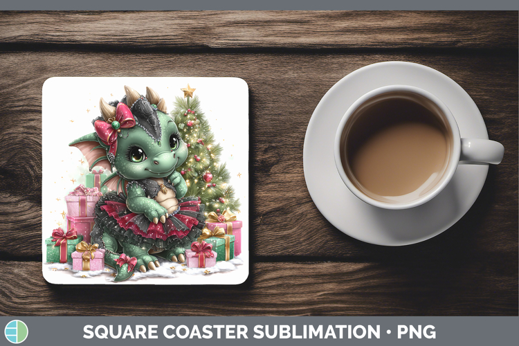 Animals Christmas Dragon Square Coaster Sublimation Coaster