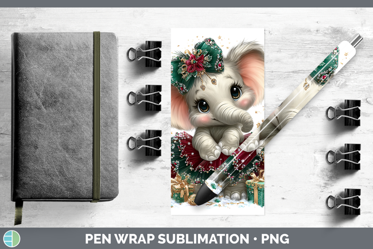 Animals Christmas Elephant Pen Wrap Sublimation Pen Designs