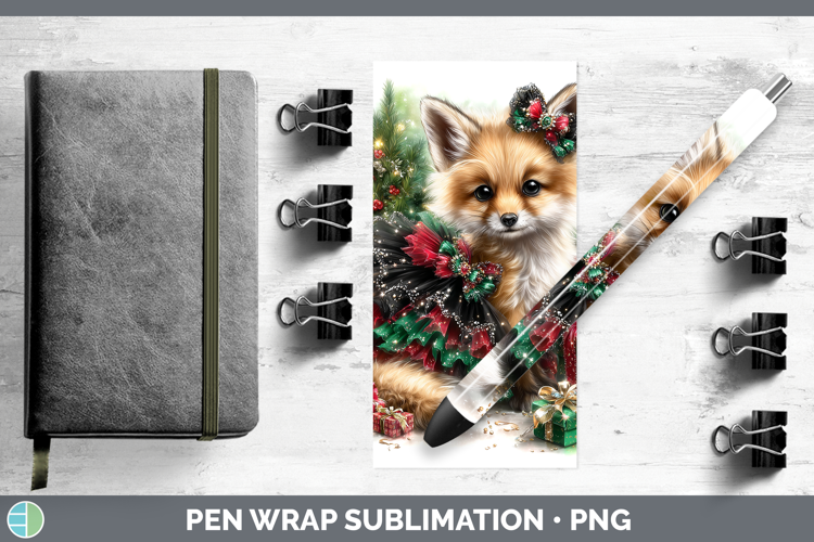Animals Christmas Fox Pen Wrap Sublimation Pen Designs