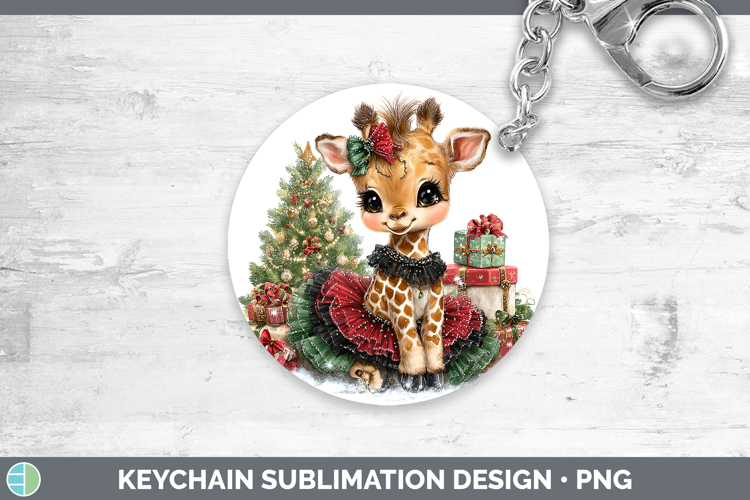 Animals Christmas Giraffe Keychain Sublimation Keyring Desig