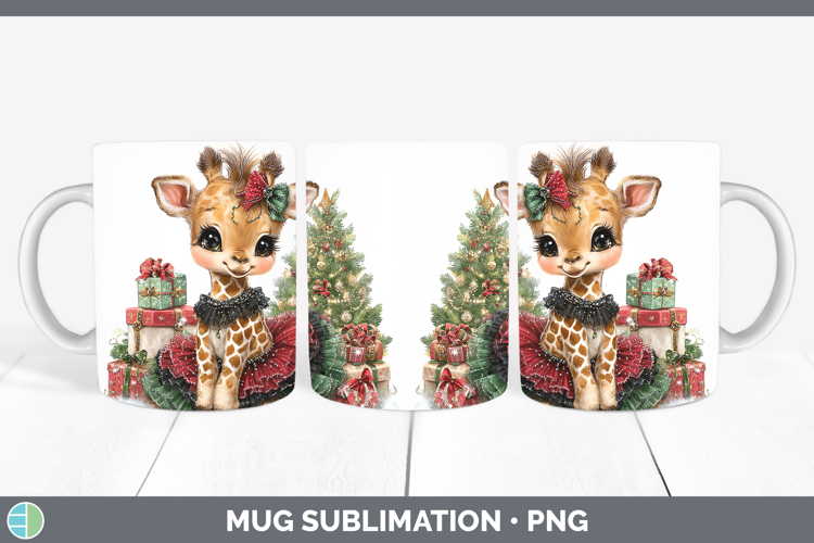 Animals Christmas Giraffe Mug Wrap Sublimation Coffee Cup De