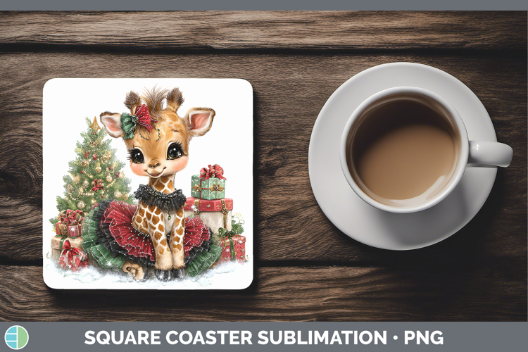 Animals Christmas Giraffe Square Coaster Sublimation Coaster