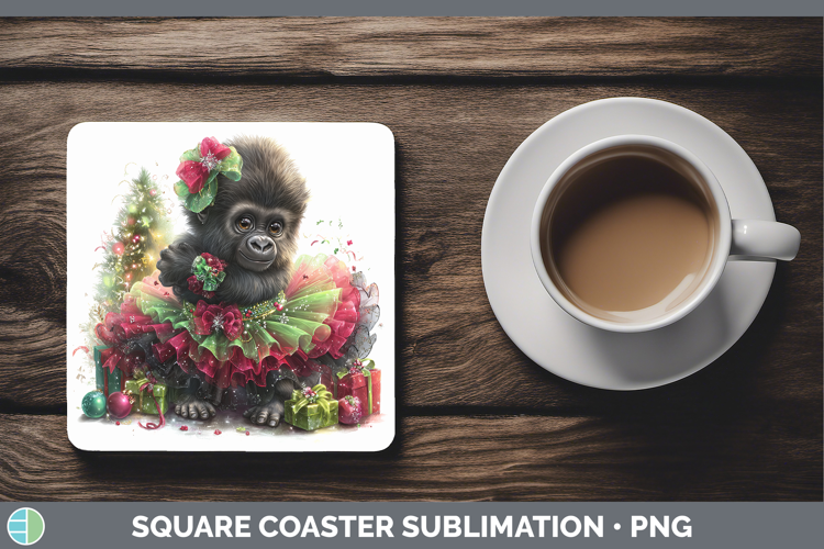 Animals Christmas Gorilla Square Coaster Sublimation Coaster