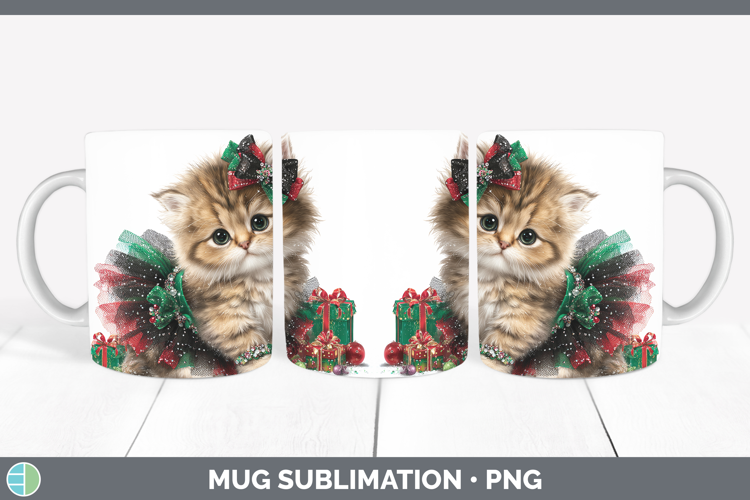 Animals Christmas Kitten Mug Wrap Sublimation Coffee Cup Des