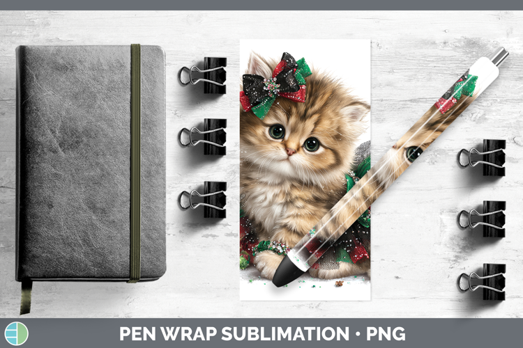 Animals Christmas Kitten Pen Wrap Sublimation Pen Designs
