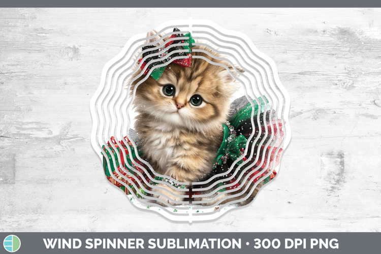 Animals Christmas Kitten Wind Spinner Sublimation Spinner De