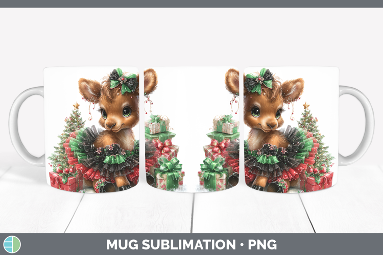 Animals Christmas Moose Mug Wrap Sublimation Coffee Cup Desi