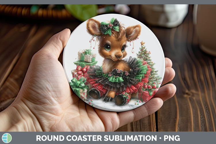 Animals Christmas Moose Round Coaster Sublimation Coaster De
