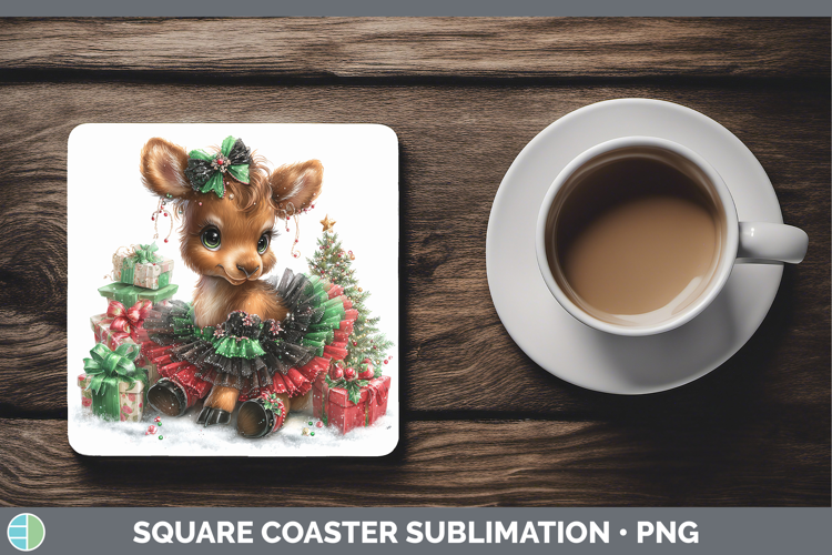 Animals Christmas Moose Square Coaster Sublimation Coaster D