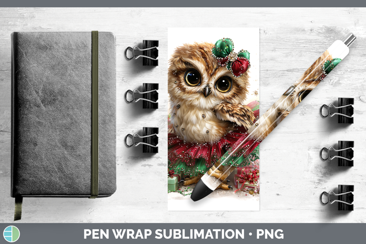 Animals Christmas Owl Pen Wrap Sublimation Pen Designs