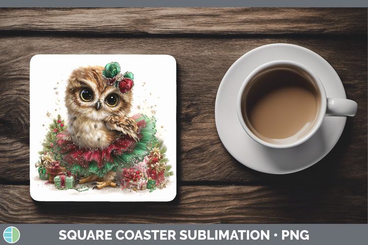 Animals Christmas Owl Square Coaster Sublimation Coaster Des