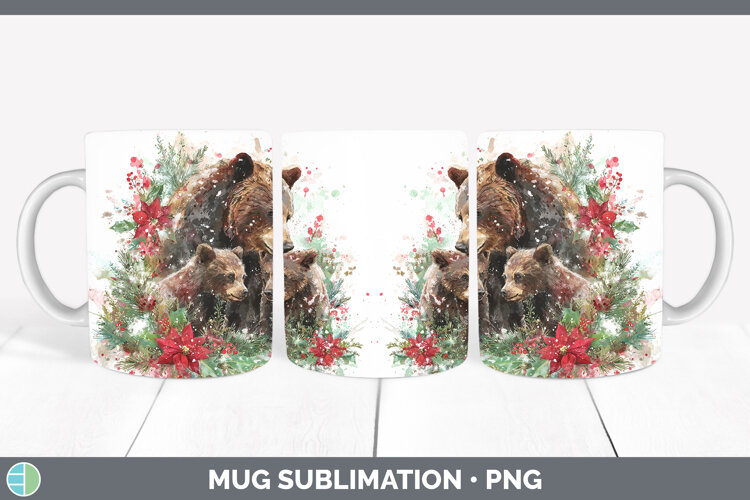 GorgeousAnimals Christmas Poinsettia Mug Wrap design.