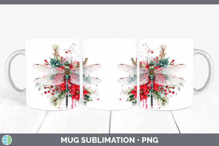 GorgeousAnimals Christmas Poinsettia Mug Wrap design.