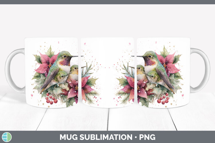 GorgeousAnimals Christmas Poinsettia Mug Wrap design.
