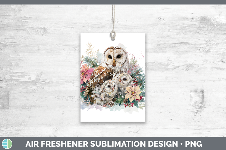 Owl Animals Christmas Poinsettia Air Freshener Sublimation D