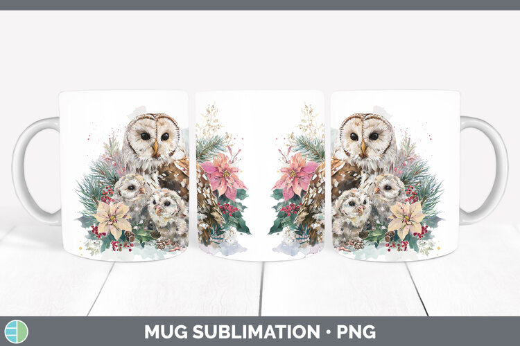 GorgeousAnimals Christmas Poinsettia Mug Wrap design.