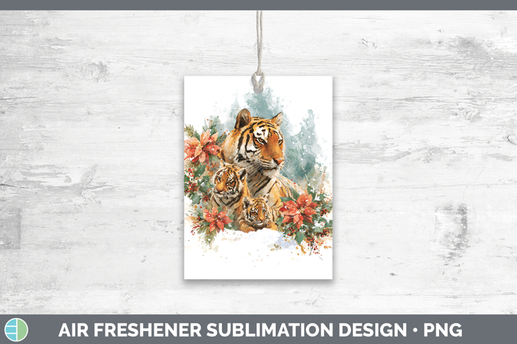 Tiger Animals Christmas Poinsettia Air Freshener Sublimation