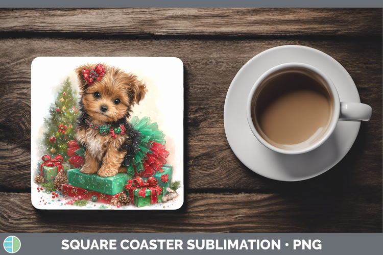 Animals Christmas Puppy Square Coaster Sublimation Coaster D
