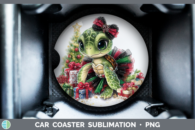 Animals Christmas Sea Turtle Car Coaster Sublimation Design