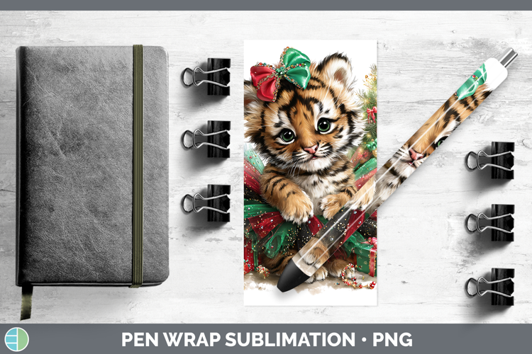 Animals Christmas Tiger Pen Wrap Sublimation Pen Designs