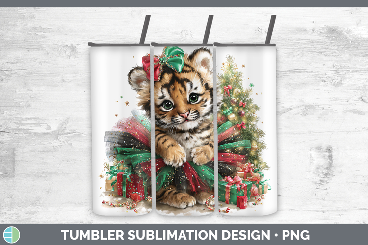 Animals Christmas Tiger Tumbler Sublimation 20 oz Skinny Tum