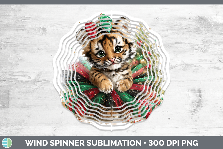 Animals Christmas Tiger Wind Spinner Sublimation Spinner Des