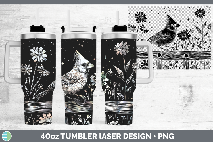 Cardinal Animals Cottage Laser 40oz Tumbler Sublimation Desi