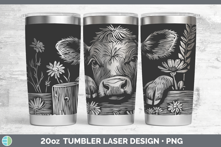 Cow Animals Cottage Laser 20oz Tumbler Sublimation Design
