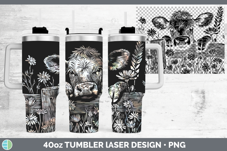 Cow Animals Cottage Laser 40oz Tumbler Sublimation Design