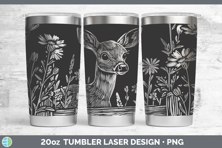 Deer Animals Cottage Laser 20oz Tumbler Sublimation Design
