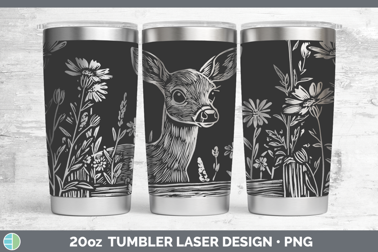 Deer Animals Cottage Laser 20oz Tumbler Sublimation Design