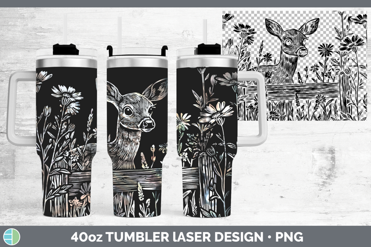 Deer Animals Cottage Laser 40oz Tumbler Sublimation Design
