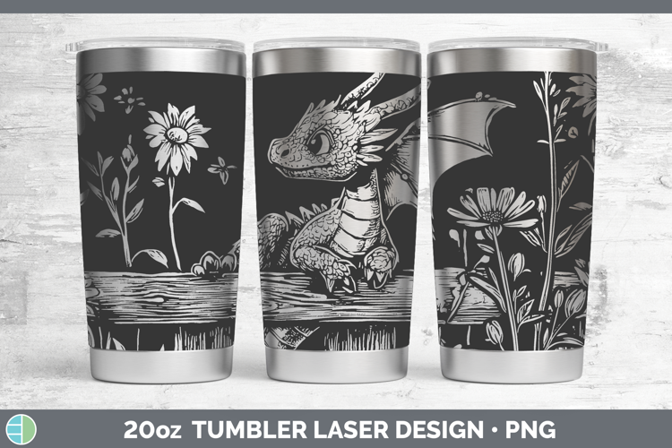 Dragon Animals Cottage Laser 20oz Tumbler Sublimation Design