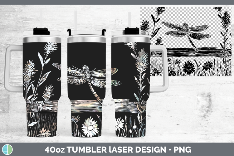 Dragonfly Animals Cottage Laser 40oz Tumbler Sublimation Des
