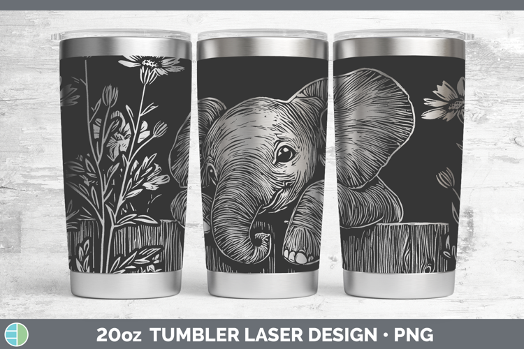 Elephant Animals Cottage Laser 20oz Tumbler Sublimation Desi