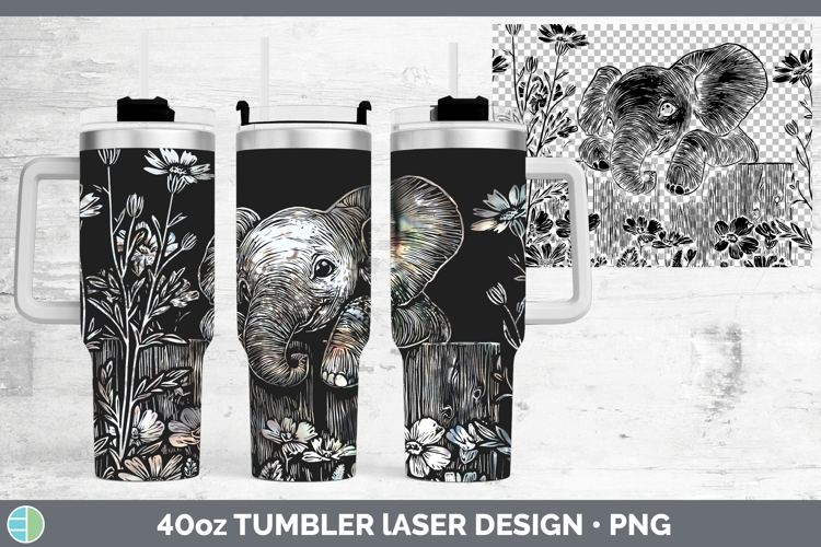 Elephant Animals Cottage Laser 40oz Tumbler Sublimation Desi