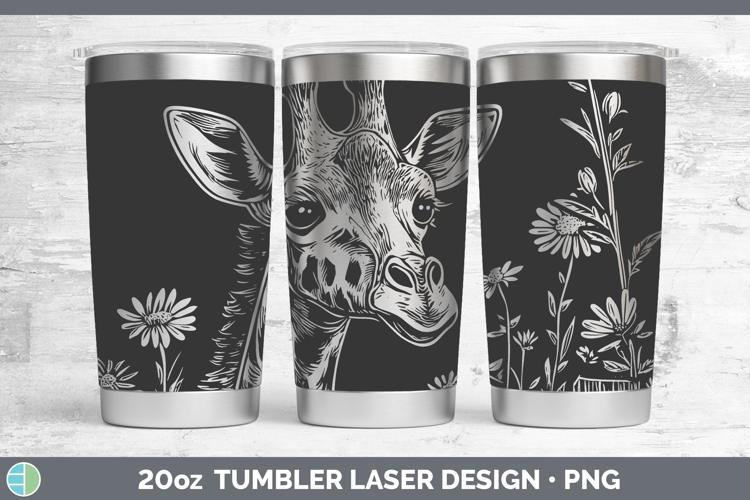 Giraffe Animals Cottage Laser 20oz Tumbler Sublimation Desig