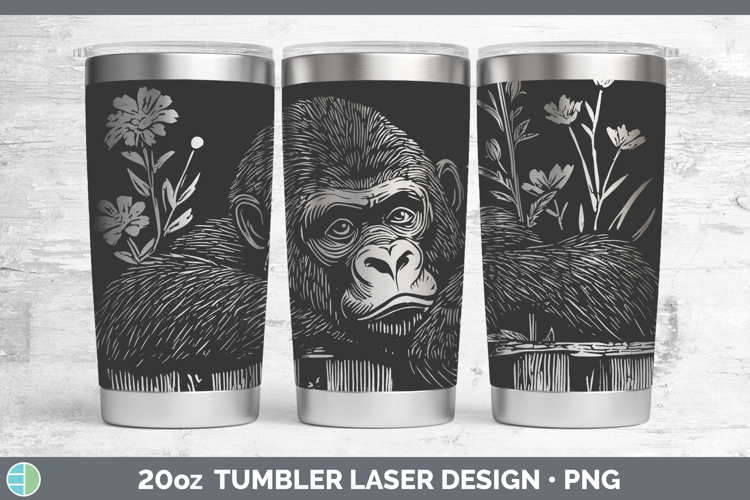 Gorilla Animals Cottage Laser 20oz Tumbler Sublimation Desig
