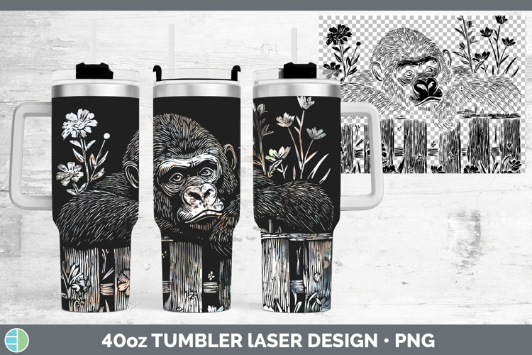 Gorilla Animals Cottage Laser 40oz Tumbler Sublimation Desig