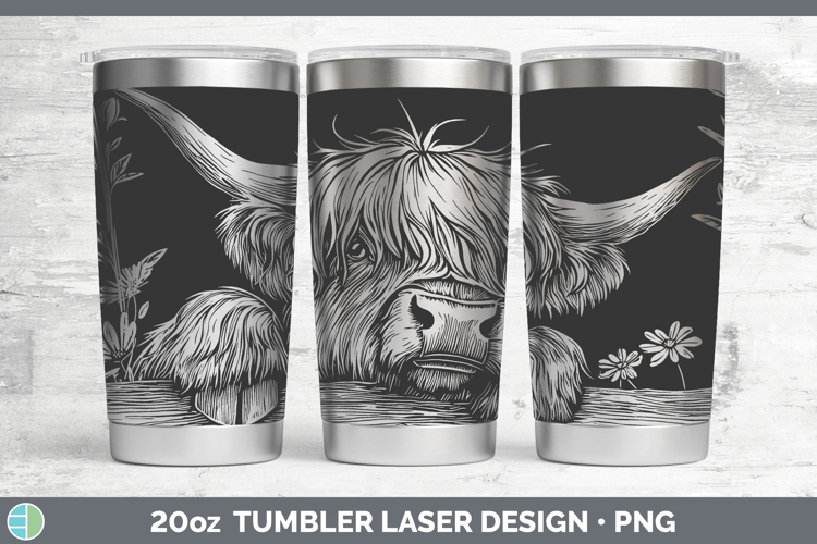 Highland Cow Animals Cottage Laser 20oz Tumbler Sublimation