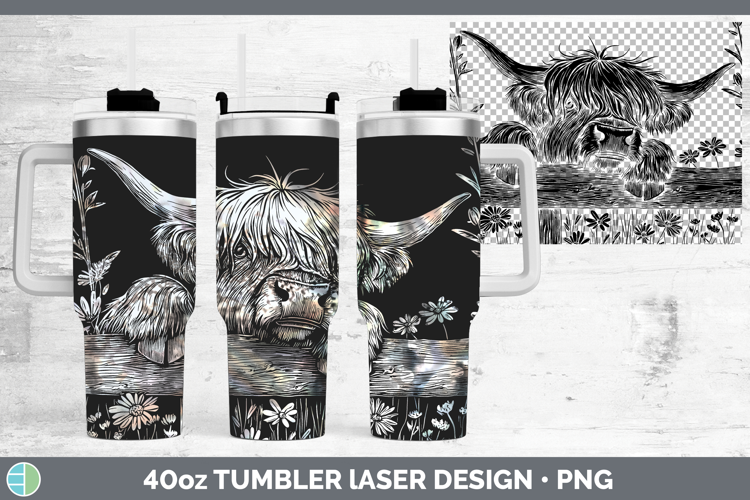 Highland Cow Animals Cottage Laser 40oz Tumbler Sublimation