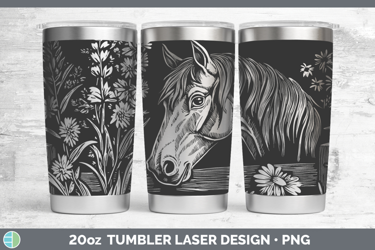 Horse Animals Cottage Laser 20oz Tumbler Sublimation Design